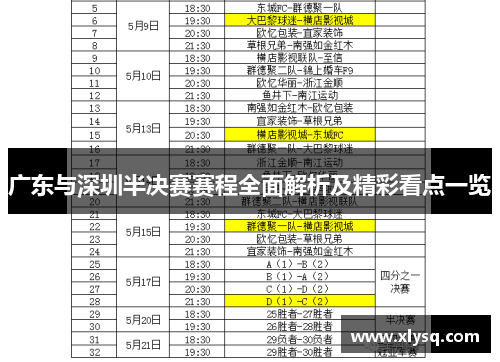广东与深圳半决赛赛程全面解析及精彩看点一览