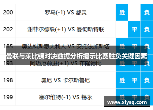 曼联与莱比锡对决数据分析揭示比赛胜负关键因素